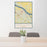 24x36 Paducah Kentucky Map Print Portrait Orientation in Woodblock Style Behind 2 Chairs Table and Potted Plant