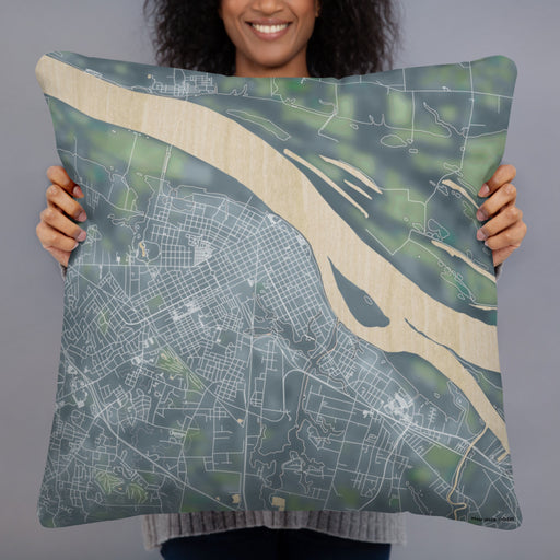 Person holding 22x22 Custom Paducah Kentucky Map Throw Pillow in Afternoon