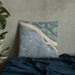 Custom Paducah Kentucky Map Throw Pillow in Afternoon on Bedding Against Wall