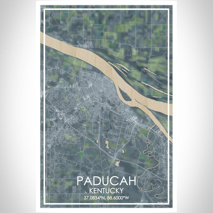Paducah Kentucky Map Print Portrait Orientation in Afternoon Style With Shaded Background