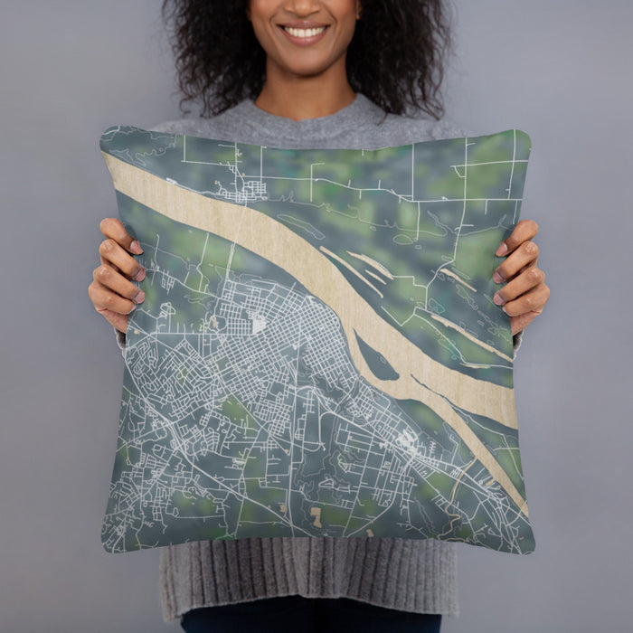 Person holding 18x18 Custom Paducah Kentucky Map Throw Pillow in Afternoon