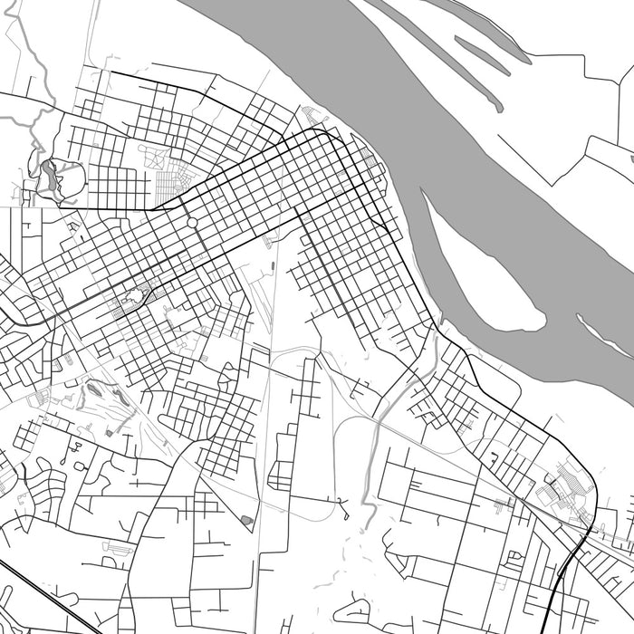 Paducah Kentucky Map Print in Classic Style Zoomed In Close Up Showing Details