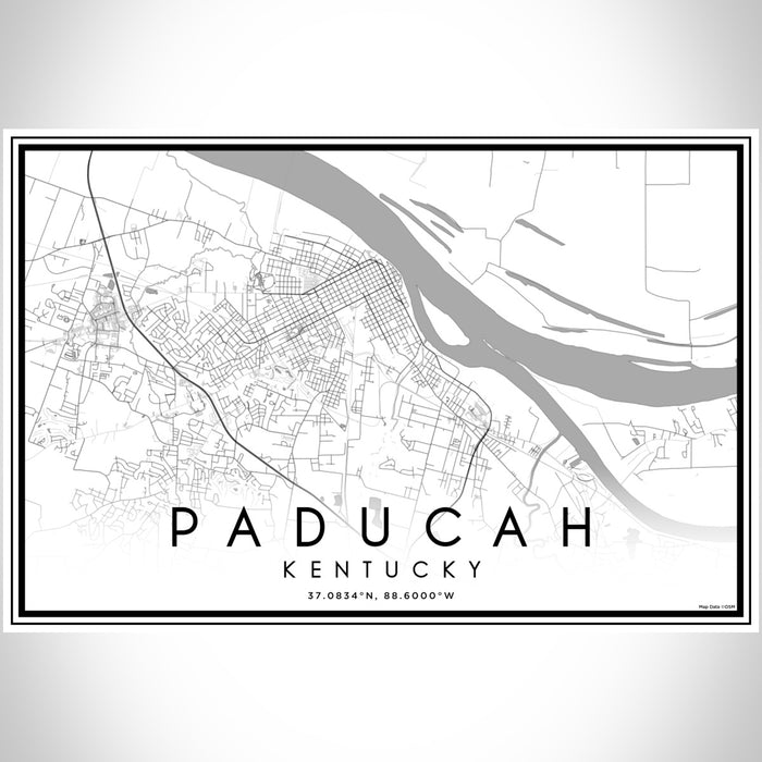 Paducah Kentucky Map Print Landscape Orientation in Classic Style With Shaded Background