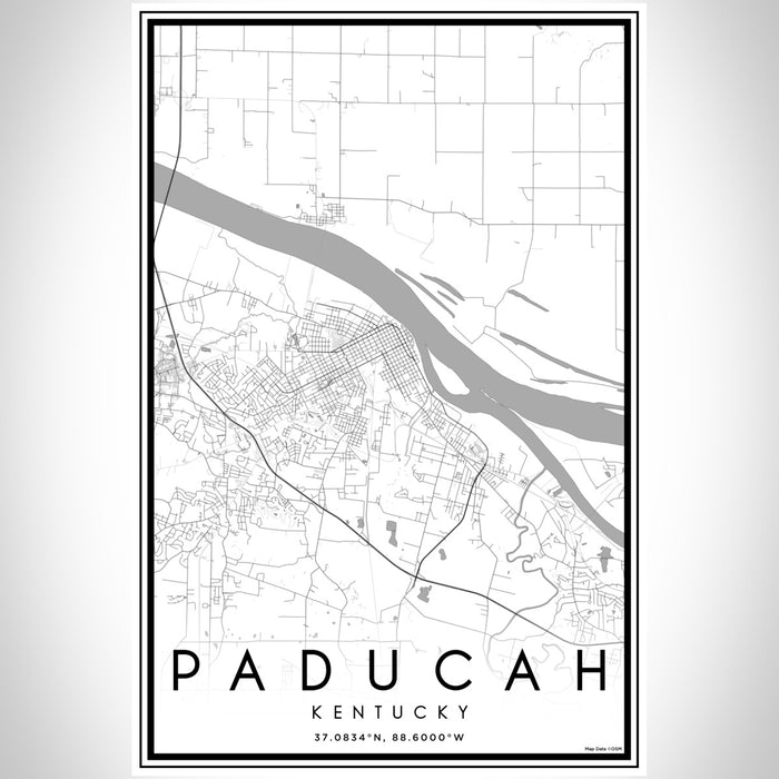 Paducah Kentucky Map Print Portrait Orientation in Classic Style With Shaded Background