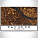 Paducah Kentucky Map Print Landscape Orientation in Ember Style With Shaded Background
