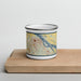 Front View Custom Paducah Kentucky Map Enamel Mug in Woodblock on Cutting Board