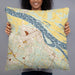 Person holding 22x22 Custom Paducah Kentucky Map Throw Pillow in Woodblock