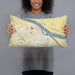 Person holding 20x12 Custom Paducah Kentucky Map Throw Pillow in Woodblock