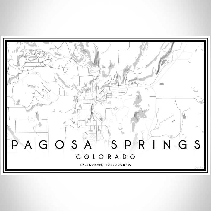 Pagosa Springs Colorado Map Print Landscape Orientation in Classic Style With Shaded Background