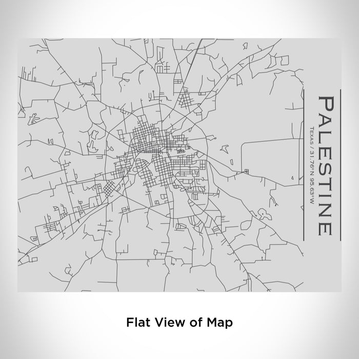 Rendered View of Palestine Texas Map Engraving on 20oz Stainless Steel Insulated Bottle with Bamboo Top