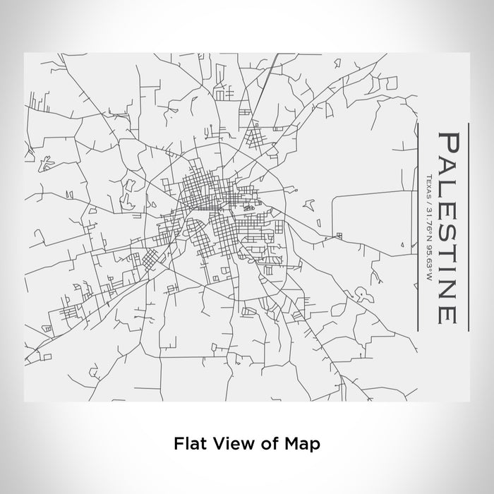 Rendered View of Palestine Texas Map Engraving on 20oz Stainless Steel Insulated Bottle with Bamboo Top in White