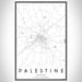 Palestine Texas Map Print Portrait Orientation in Classic Style With Shaded Background