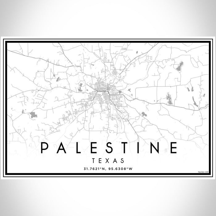Palestine Texas Map Print Landscape Orientation in Classic Style With Shaded Background