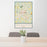 24x36 Palestine Texas Map Print Portrait Orientation in Woodblock Style Behind 2 Chairs Table and Potted Plant