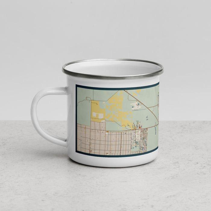 Left View Custom Palm Beach Gardens Florida Map Enamel Mug in Woodblock