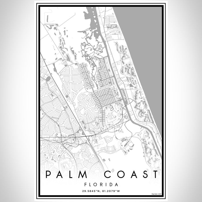 Palm Coast Florida Map Print Portrait Orientation in Classic Style With Shaded Background