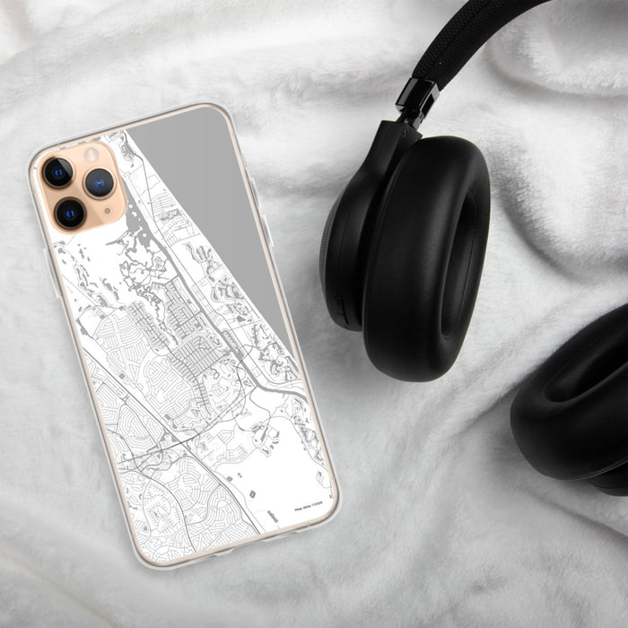 Custom Palm Coast Florida Map Phone Case in Classic on Table with Black Headphones