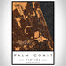 Palm Coast Florida Map Print Portrait Orientation in Ember Style With Shaded Background