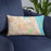 Custom Palm Coast Florida Map Throw Pillow in Watercolor on Blue Colored Chair