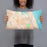 Person holding 20x12 Custom Palm Coast Florida Map Throw Pillow in Watercolor