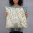 Person holding 18x18 Custom Palm Coast Florida Map Throw Pillow in Woodblock