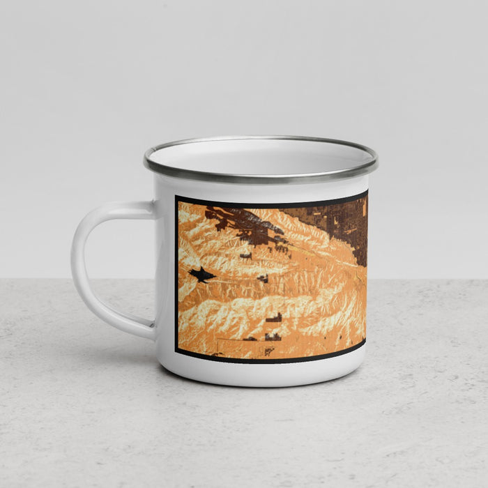Left View Custom Palmdale California Map Enamel Mug in Ember