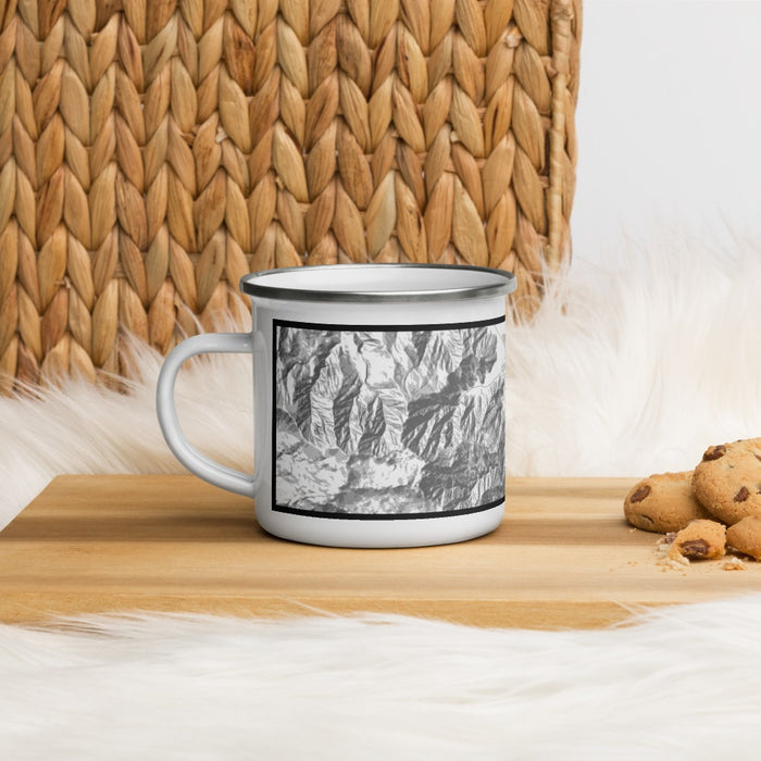 Left View Custom Palm Springs California Map Enamel Mug in Classic on Table Top