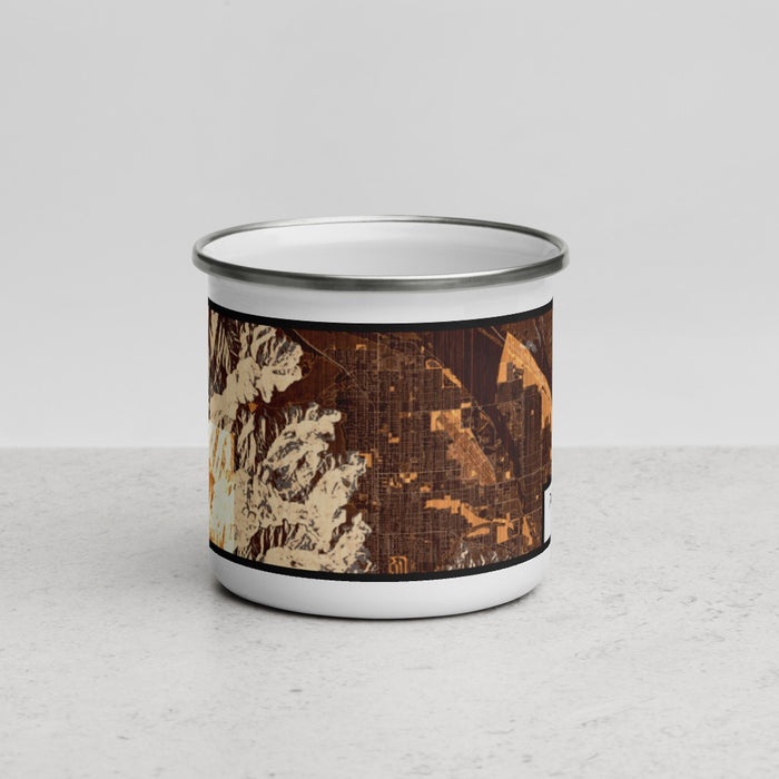 Front View Custom Palm Springs California Map Enamel Mug in Ember