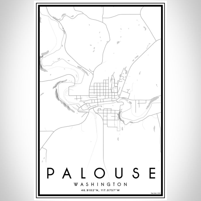 Palouse Washington Map Print Portrait Orientation in Classic Style With Shaded Background