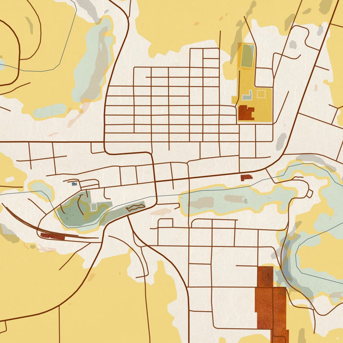 Palouse Washington Map Print in Woodblock Style Zoomed In Close Up Showing Details