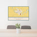 24x36 Palouse Washington Map Print Landscape Orientation in Woodblock Style Behind 2 Chairs Table and Potted Plant