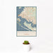 12x18 Panama City Florida Map Print Portrait Orientation in Woodblock Style With Small Cactus Plant in White Planter