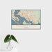 16x24 Panama City Florida Map Print Landscape Orientation in Woodblock Style With Tropical Plant Leaves in Water