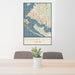 24x36 Panama City Florida Map Print Portrait Orientation in Woodblock Style Behind 2 Chairs Table and Potted Plant