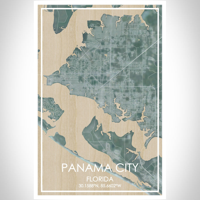 Panama City Florida Map Print Portrait Orientation in Afternoon Style With Shaded Background