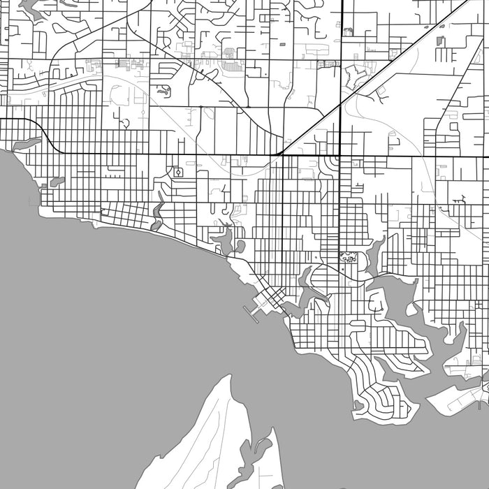 Panama City Florida Map Print in Classic Style Zoomed In Close Up Showing Details
