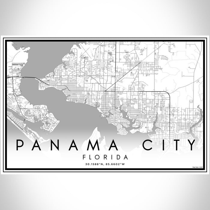 Panama City Florida Map Print Landscape Orientation in Classic Style With Shaded Background