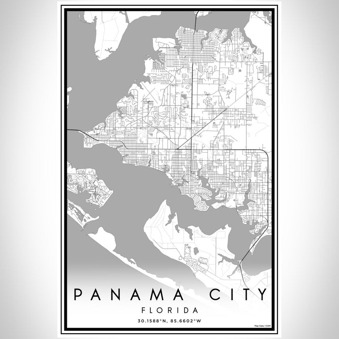 Panama City Florida Map Print Portrait Orientation in Classic Style With Shaded Background
