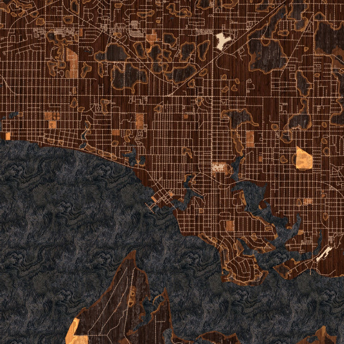 Panama City Florida Map Print in Ember Style Zoomed In Close Up Showing Details