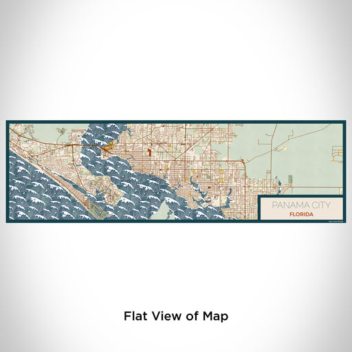 Flat View of Map Custom Panama City Florida Map Enamel Mug in Woodblock