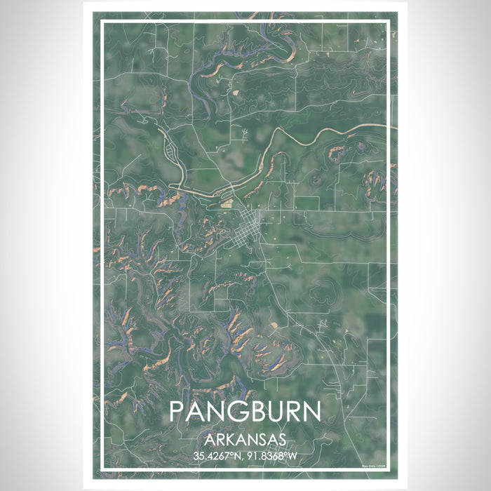 Pangburn Arkansas Map Print Portrait Orientation in Afternoon Style With Shaded Background