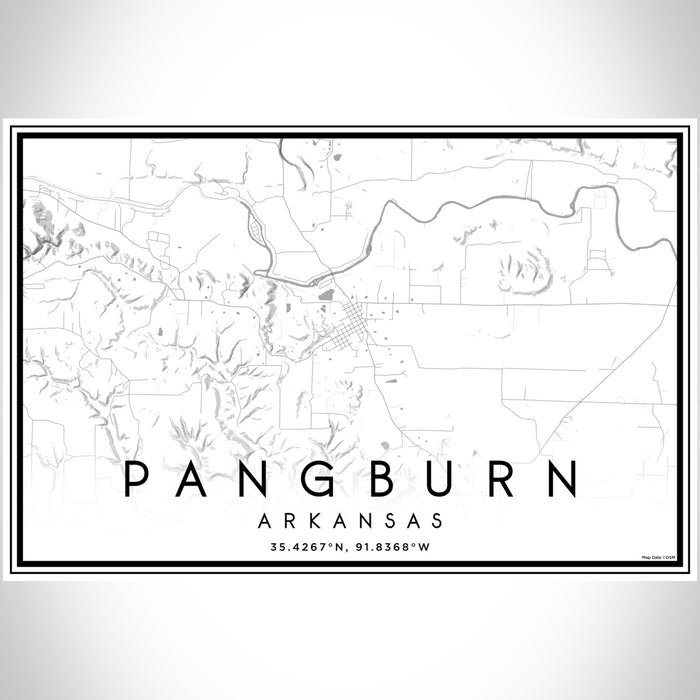 Pangburn Arkansas Map Print Landscape Orientation in Classic Style With Shaded Background