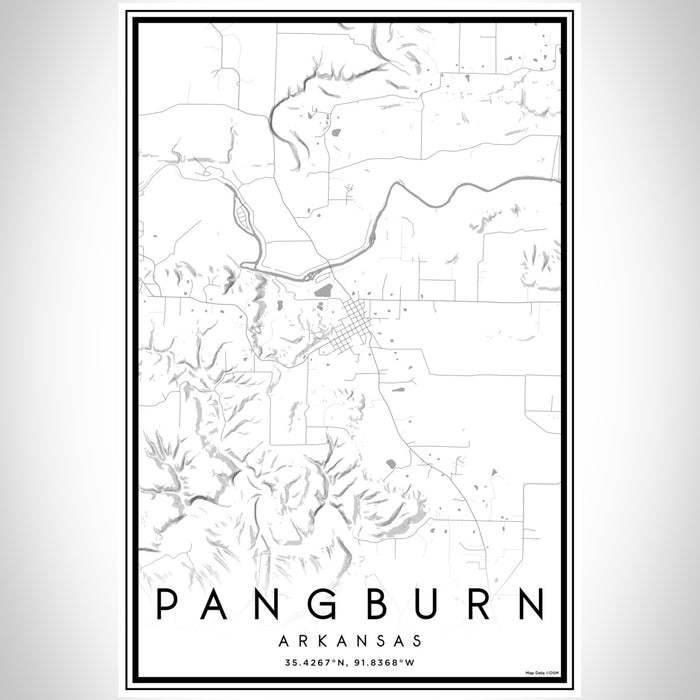 Pangburn Arkansas Map Print Portrait Orientation in Classic Style With Shaded Background