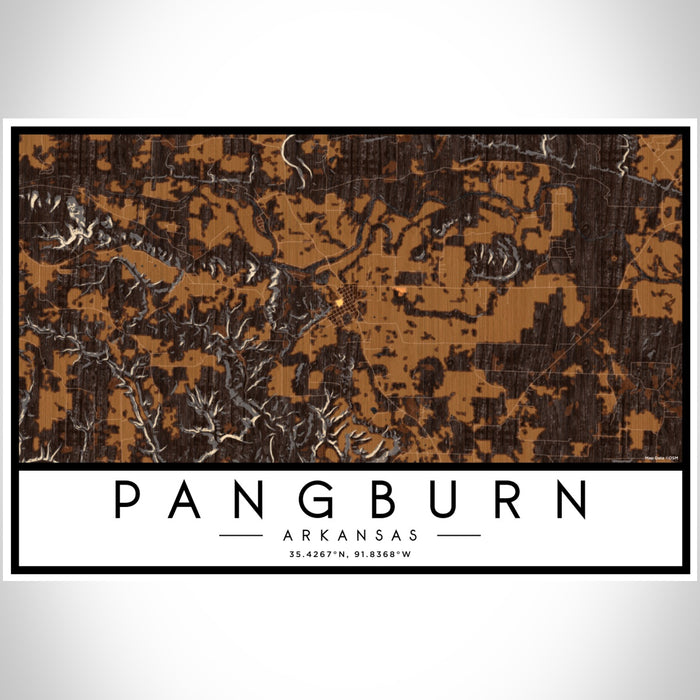 Pangburn Arkansas Map Print Landscape Orientation in Ember Style With Shaded Background