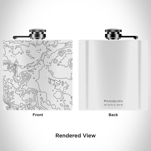 Rendered View of Pangburn Arkansas Map Engraving on 6oz Stainless Steel Flask in White