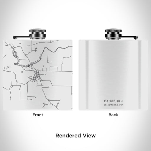 Rendered View of Pangburn Arkansas Map Engraving on 6oz Stainless Steel Flask in White