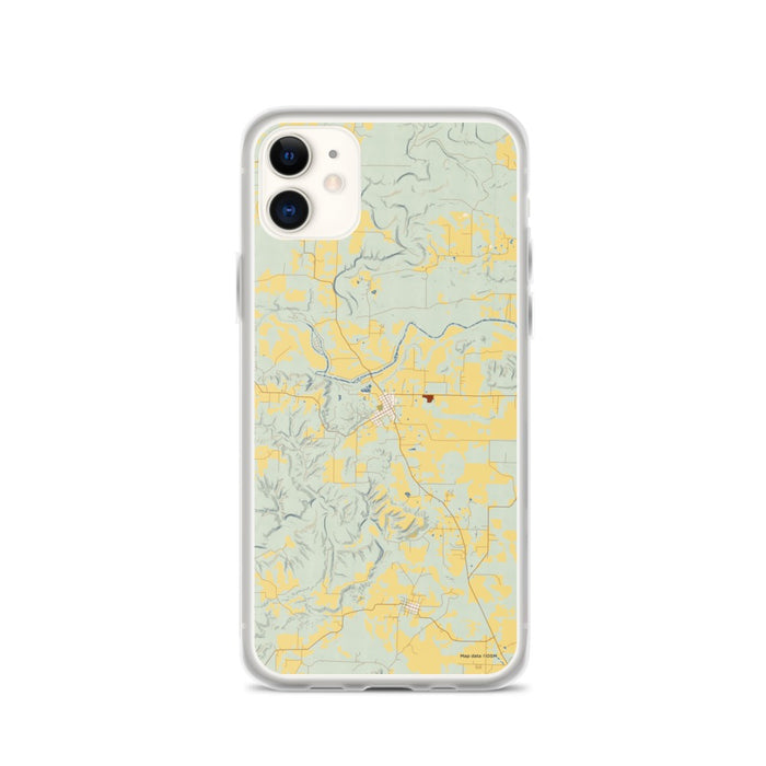 Custom iPhone 11 Pangburn Arkansas Map Phone Case in Woodblock