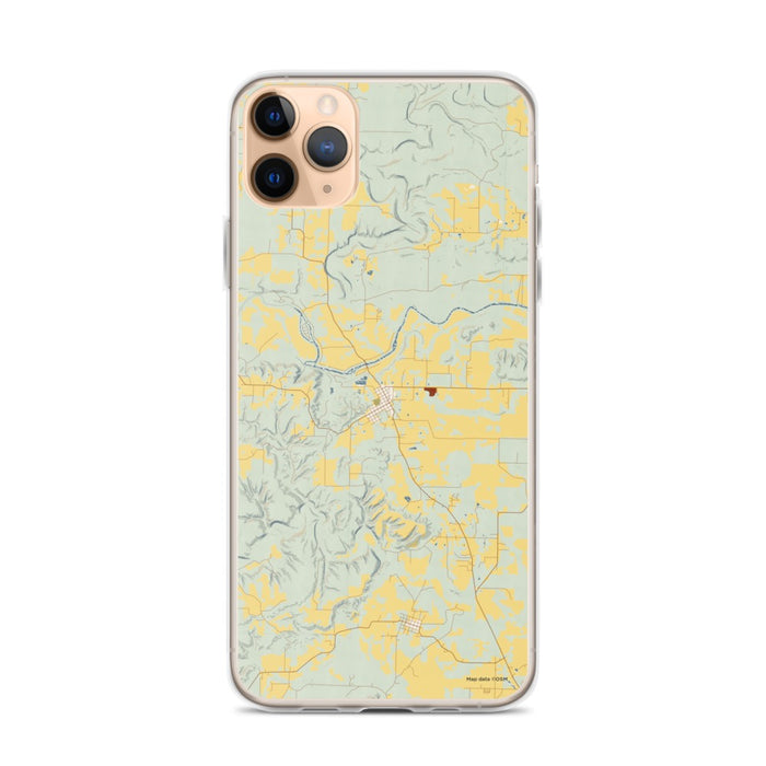 Custom iPhone 11 Pro Max Pangburn Arkansas Map Phone Case in Woodblock