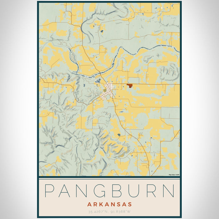 Pangburn Arkansas Map Print Portrait Orientation in Woodblock Style With Shaded Background