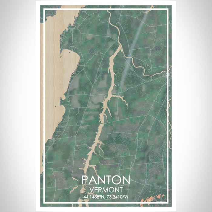 Panton Vermont Map Print Portrait Orientation in Afternoon Style With Shaded Background